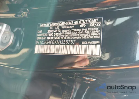 2022 Mercedes-Benz A 220 4Matic z USA, uszkodzony, nr VIN W1K3G4FBXNJ355757